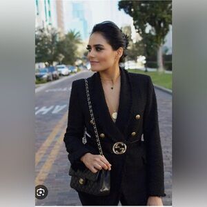 Sold Zara Elegant Black Women's gold button Blazer size XL